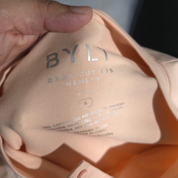 BYLT Basics Drop Cut Henley Mens Small Satin Pink Long Sleeve LUX Shirt XDCLS - Picture 6 of 9